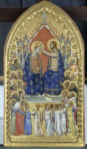 Coronación de la Virgen con ángeles y santos, c.1360 de Master of the Fabriano Altarpiece attr. to Master of the Fabriano Altarpiece attr. to